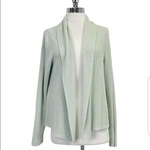 Eileen Fisher Silk Blend Open Front Cardigan Mint Green Medium